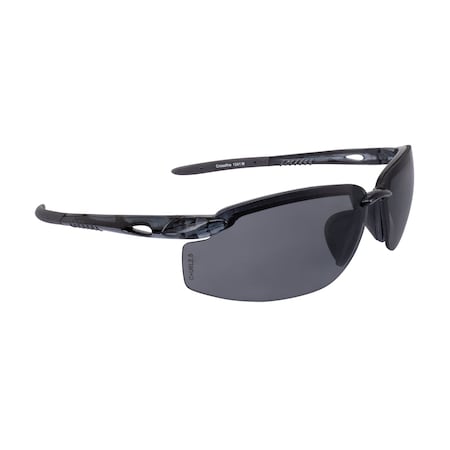 Crossfire Safety Glasses, Anti-Scratch, Smoke Lens, Crystal Black Frame, Half-Frame 1241 W