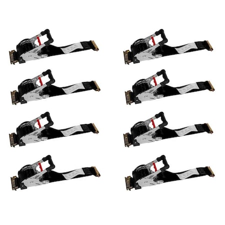 Mytee Products 2 ft ftx12 ft Retractable Ratchet Tie Down Strap for E-Track - 1100 lbs WLL, 8PK ETK-RS212Rx8