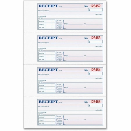 Tops Business Forms TOPS, Money/rent Receipt Books, 2-3/4 X 7 1/8, Three-Part Carbonless, 100PK 46808