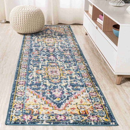 Jonathan Y Brooklyn Geometric Medallion Blue/Beige 2 ft. x 8 ft. Runner Rug MDP207A-28