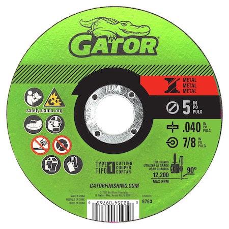 Gator Finishing 5 in. X .040 in. X 7/8 in. Metal Cut-Off Wheel, Type 1 9763