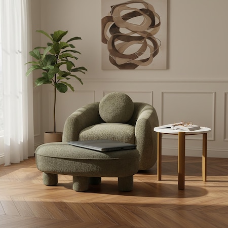 Manhattan Comfort Tribeca  Chenille Accent Ottoman in Olive Green OT1629-2