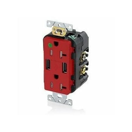 Leviton Duplex Straight Blade Receptacle, 5-20R, 20 A, 125V AC, 2 Pole, 3 Wire, Surface Mount T5832-HGR