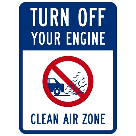 Lyle Turn Off Your Engine Clean Air Zone (W/Sym), 18x24, Non-Reflective, White G-11009-NA_18x24
