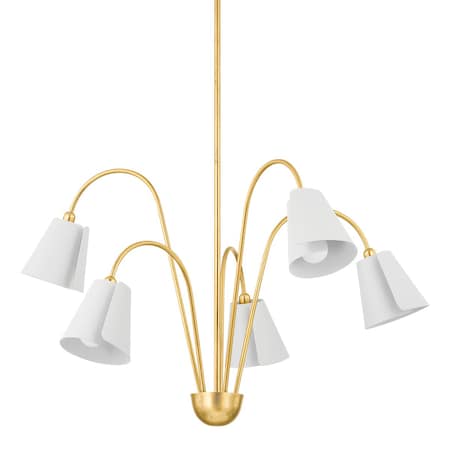 Mitzi Lila 5 Light Chandelier 5.5 In. Gold Leaf/Textured On White Combo H852805-GL/TWH