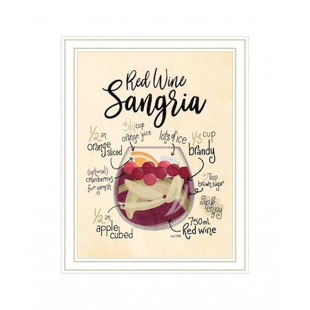 Homeroots Red Wine Sangria 2 White Framed Print Wall Art 416167