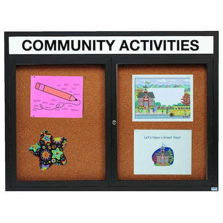Aarco Illuminated Enclosed Bulletin Board w/ Header Bronze Anodized Al Frame, 48''Hx60''W DCC4860RHIBA