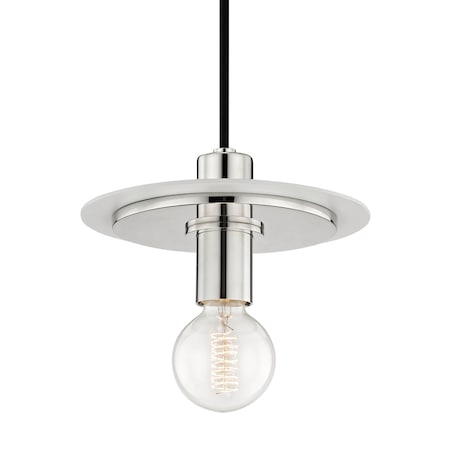 Mitzi Milo 1 Light Pendant 9 In. Polished Nickel/White H137701S-PN/WH