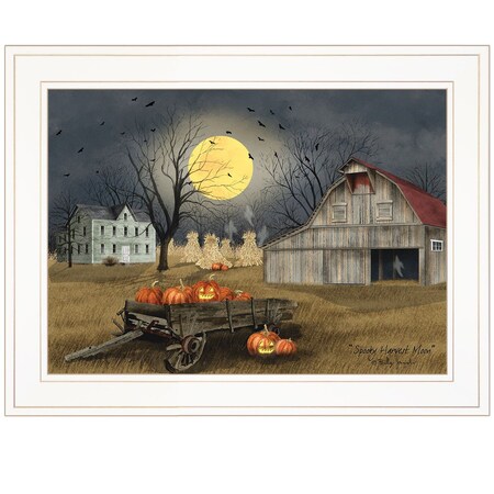 Homeroots Spooky Harvest Moon 2 White Framed Print Kitchen Wall Art 406312