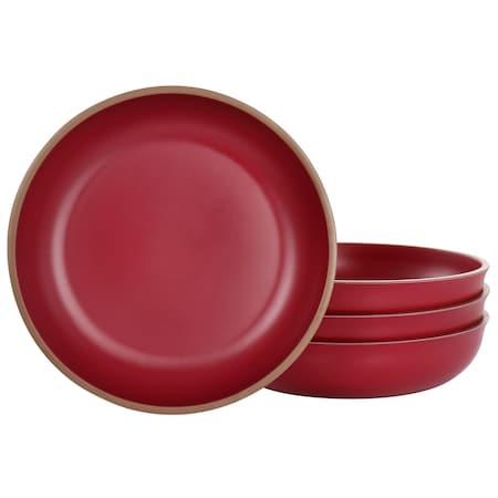 Gibson Home Rockabye 4 Piece Melamine Dinner Bowl Set in Dark Pink 136606.04