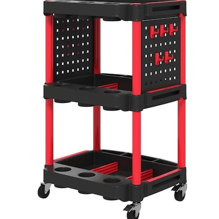 Wrightmaster 22.2 in. Tool Cart with 9 Storage Holes, 2 Side Shelves, 6 Removable Partitions, 2 Casters w/Brake ZOR-P412713