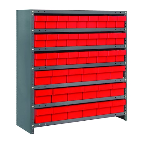 Quantum Storage Systems 7 SHELF CLOSED UNIT W/45 RED BINS CL1839-624RD