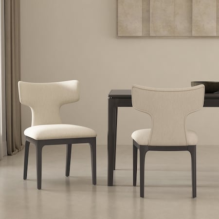 Manhattan Comfort Eloria Wood Chenille Side Chair in Cream - Set of 2 DC1622-1