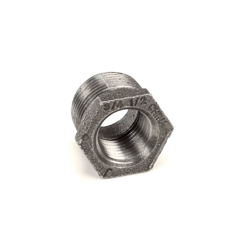 Pitco Reducer Bushing, 3/4in NPT Outside x 1/2in NPT Inside Thread, Hex, Black Iron P7036013