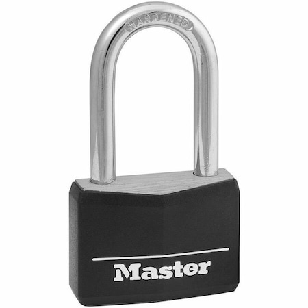 Master Lock Padlock, Keyed Different Key, Large Shackle, 1/4 in Dia Shackle, 1-1/2 in H Shackle, Steel Shackle 141DLF