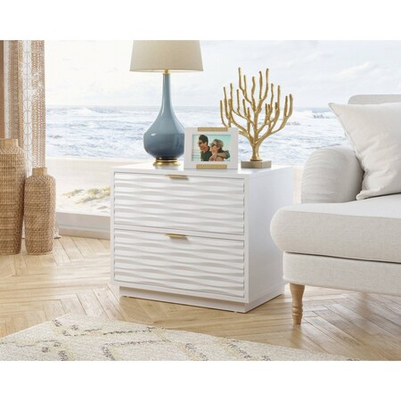 Sauder Decorative 2-Drawer Side Table in White, 23.622 in W, 15.709 in L, 19.291 in H 428255