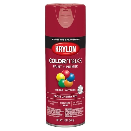 Krylon Enamel Spray Paint, Gloss, Cherry Red, 12 oz, Can K05511007