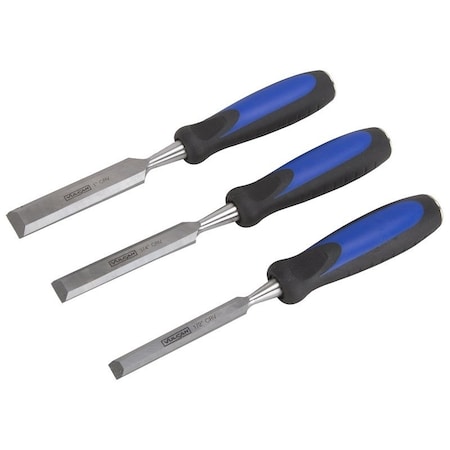 Vulcan Chisel Set with Striking Cap, 4-Piece, CRV, Polished, Blue and Black JL-CH3PC