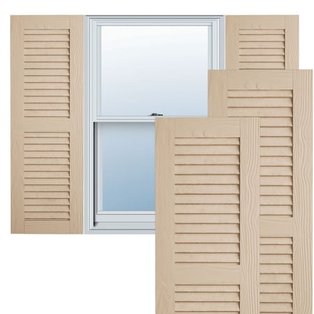 Ekena Millwork Rustic Two Equal Louver Sandblasted Faux Wood Shutters (Per Pair), Primed Tan, 12"W x 30"H SHULV12X30SDPR
