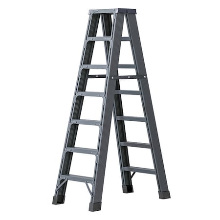 Wrightmaster 6.7 ft. Aluminum Step Ladder, 10 ft. Reach w/Double-Reinforced Pedal, 300 lb. Capacity ZoroHRZJ7B