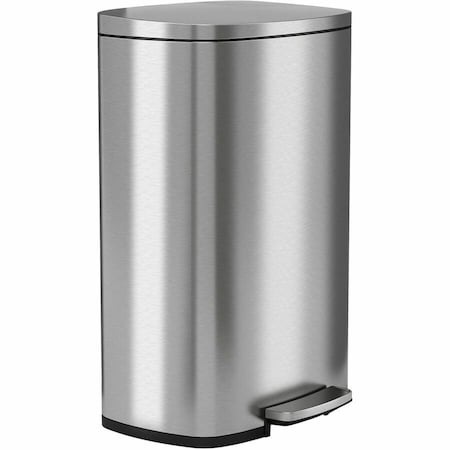 Hls Commercial 13 gal Rectangular Indoor Metal Can, Silver, Step Pedal, Stainless Steel, 17 in HLSS13RFR