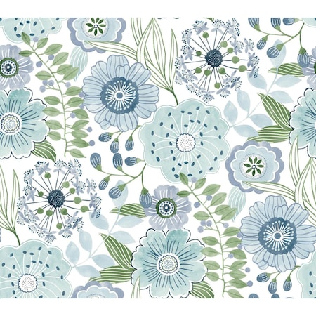 York Wallcoverings Artistic Bouquet Alpine and Leaf Wallpaper ZM2892