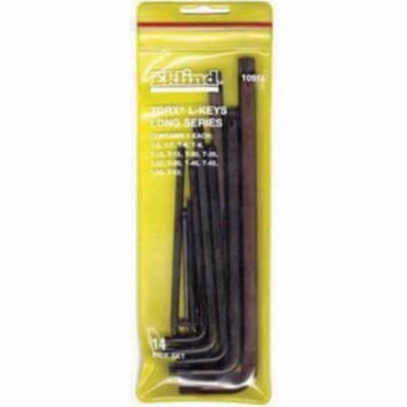 Eklind Long Key Set with Pouch, 14 pc, T6 to T55 Torx, L-Handle Handle, Alloy Steel, Black Oxide 10914