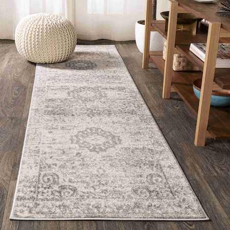 Jonathan Y Scala Ornate Bohemian Medallion Gray/Cream 2 ft. x 8 ft. Runner Rug BMF109B-28