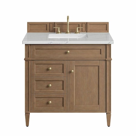 James Martin Vanities Brittany 36" Single Vanity, Pecan w/ 3 CM Ethereal Noctis Silestone Top 655-V36-PCN-3ENC