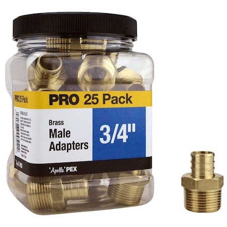 Apollo Pipe Adapter, 3/4 in, Barb x MPT, Brass, 200 psi Pressure APXMA3425JR