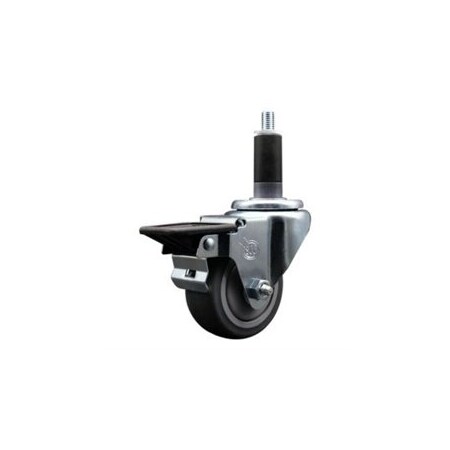 Service Caster 3'' Thermoplastic Rubber Swivel 1-1/8'' Expanding Stem Caster with Brake SCC-EX20S314-TPRB-PLB-118