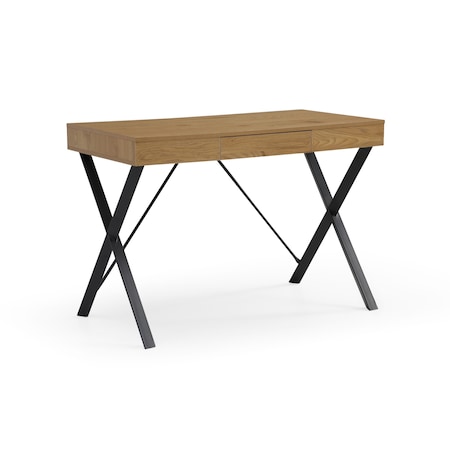 Homeroots 43" Natural and Black Writing Desk 543764