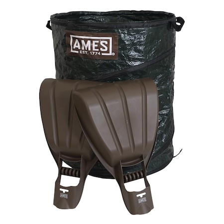 Ames Poly Leaf Scoops with 45 gal Collapsible Pop-Up Garden Waste Bag 20212223