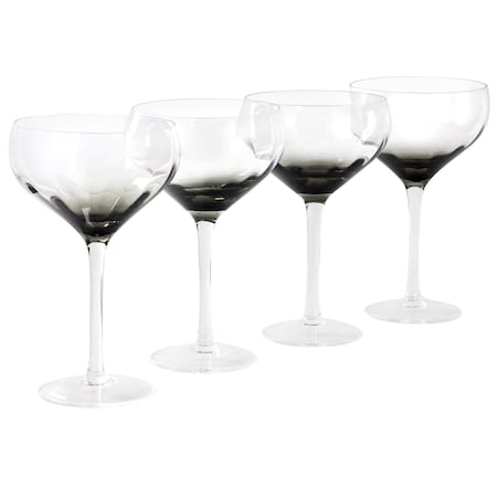Sur La Table Cambron 4 Piece 12.2oz Optic Handmade Coupe Glass Set in Smoke Black 750122356M