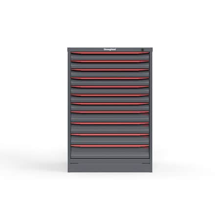 Strong Hold 11 drawer cabinet - (7x 2ft, 3x 3ft, 1x 4ft) - Red accents - Keyed Different S3044-PPDAS-1102DS
