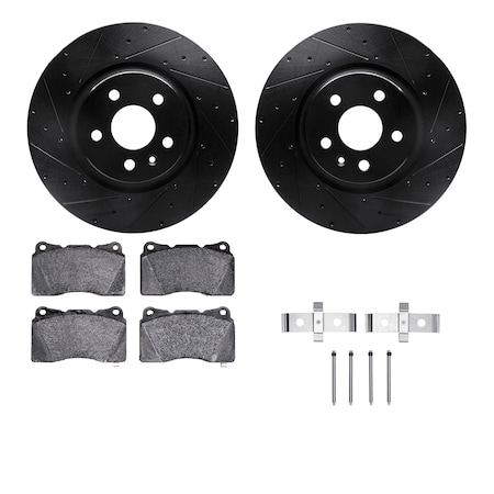 Dynamic Friction Co DFC Rotors-Drilled & Slotted-Black w/ EURO 5000 Ceramic Brake Pads Incl Hdw 8612-26001