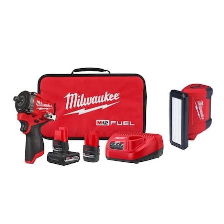 Milwaukee Tool M12 FUEL Impact Wrench + M12 Flood Light 2563-22, 2367-20