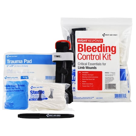 First Aid Only Critical Essentials Bleeding Control Kit for Limb Wounds, 8 Pieces, Plastic Bag 91512