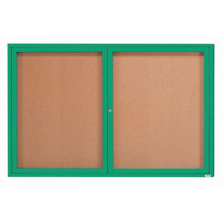 Aarco Illuminated Enclosed Bulletin Board w/ Green Powder Coated Al Frame, 48''Hx72''W DCC4872RIG