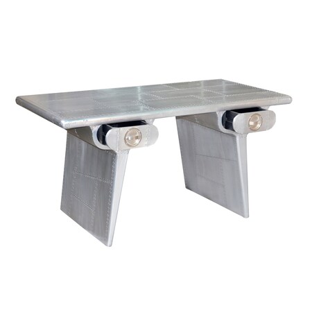 Homeroots 60" Silver Aluminum Writing Desk With Two Drawers 489180