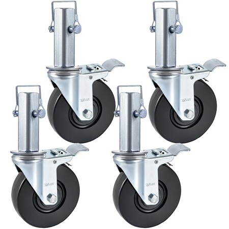 Vevor 5" Scaffolding Rubber Swivel Caster w/ Dual Lock 440LBS Capacity, 4PK 9D61-31511