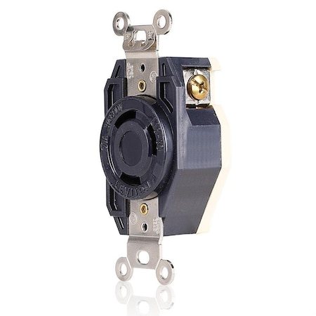 Leviton Flanged Locking Receptacle, L13-30R, 30 A, 600V AC, Three Phase, 3 Pole, Flush Mount, Black 2690