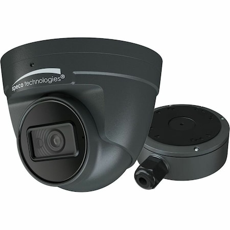 Speco Technologies 8MP Flexible Intensifier AI IP Turret Camera with Junction Box, 2.8mm fixed lens, Dark Grey NDAA O8FT1