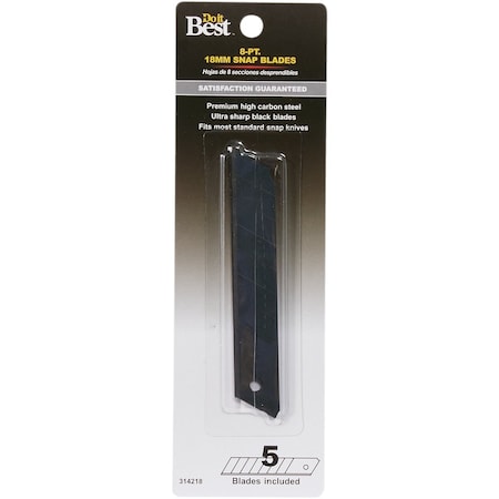 Do It Best 18 mm 8-Point Black Snap-Off Knife Blade, 5PK SN18B-DIB