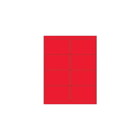 Bubblefast 4 x 2 1/2'' Fluorescent Red Rectangle Laser Labels-8 Labels per Sheet BFLL179RD