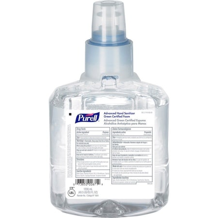 Purell Green Certified Hand Sanitizer Foam 1200mL Refill LT-12, PK2 1904-02