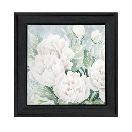 Homeroots Peaceful Peonies In Full Bloom Black Framed Print Wall Art 529727