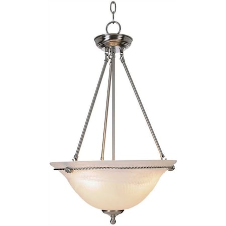 Monument 3-Light Brushed Nickel Pendant with Alabaster Swirl Glass 617028