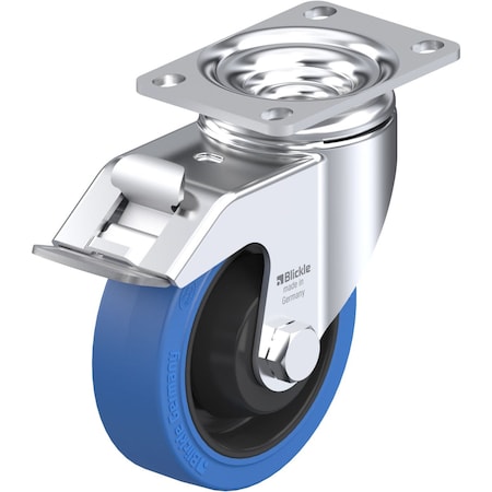 Zoro Select Plate Caster, Swivel, Rubber, 5 1/8"H L-POEV 102KA-12-FI-SB