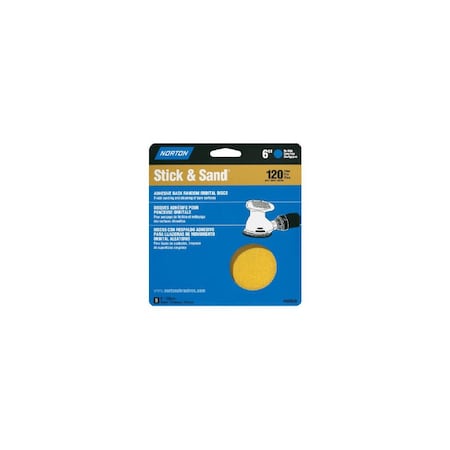 Norton Sanding Disc, 6 in Dia, Coated, P80 Grit, Coarse, Aluminum Oxide Abrasive, 5PK 07660702499